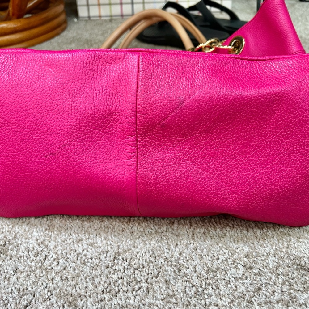 Tommy Hilfiger Hot Pink Leather Tote Bag - Picture 7 of 11